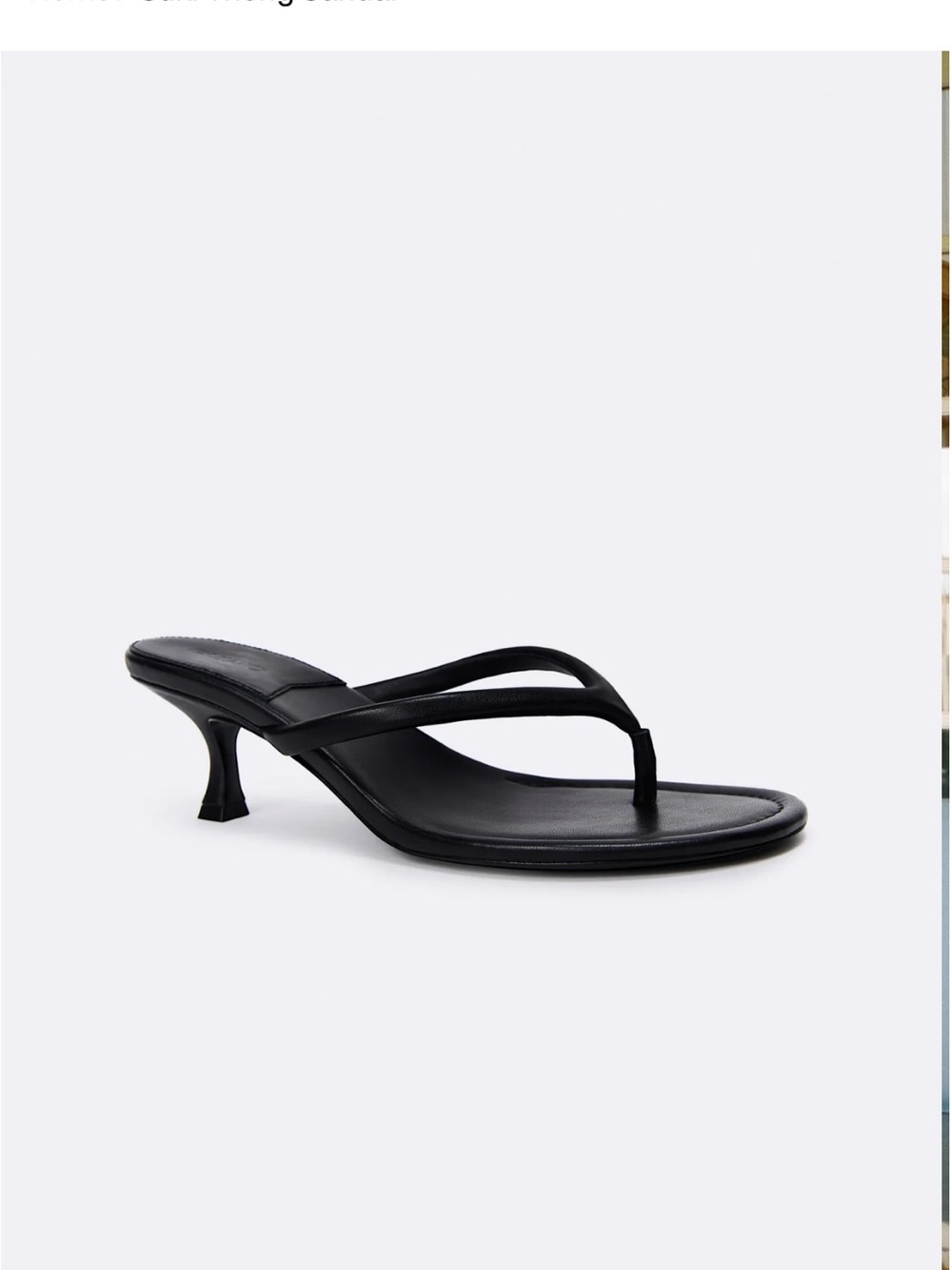 Danielle Guizio Black Leather Kitten Heel Thong